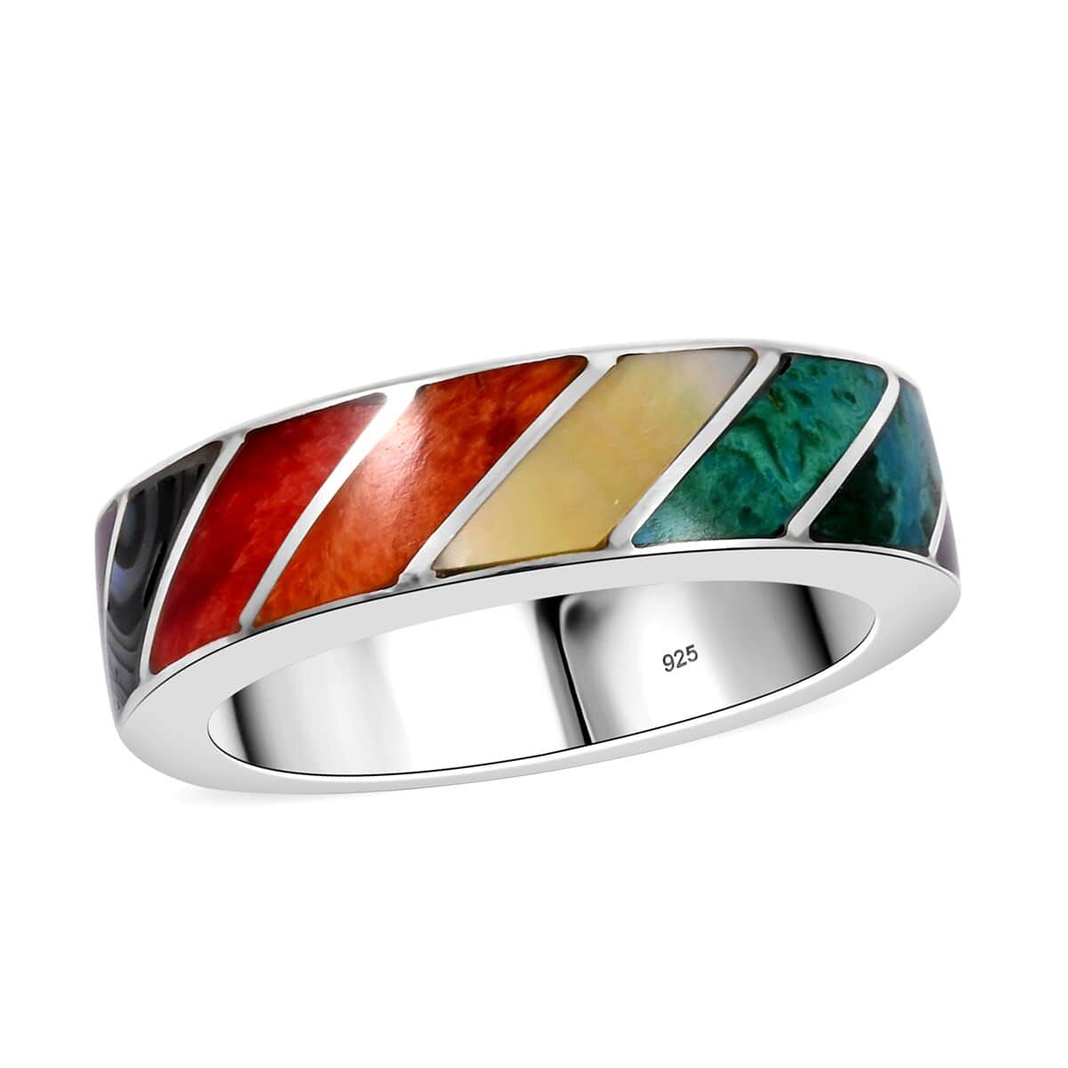 Multi Color Multi Gemstone Ring in Sterling Silver (Size 10.0) 0.60 ctw image number 0