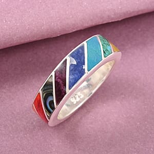 Peruvian Artistry Multi Color Multi Gemstone 0.60 ctw Ring in Sterling Silver (Size 10.0)