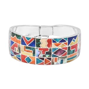 Peruvian Artistry Multi Gemstone 12.65 ctw Inka Calender Bangle Bracelet in Sterling Silver (7.00 In)