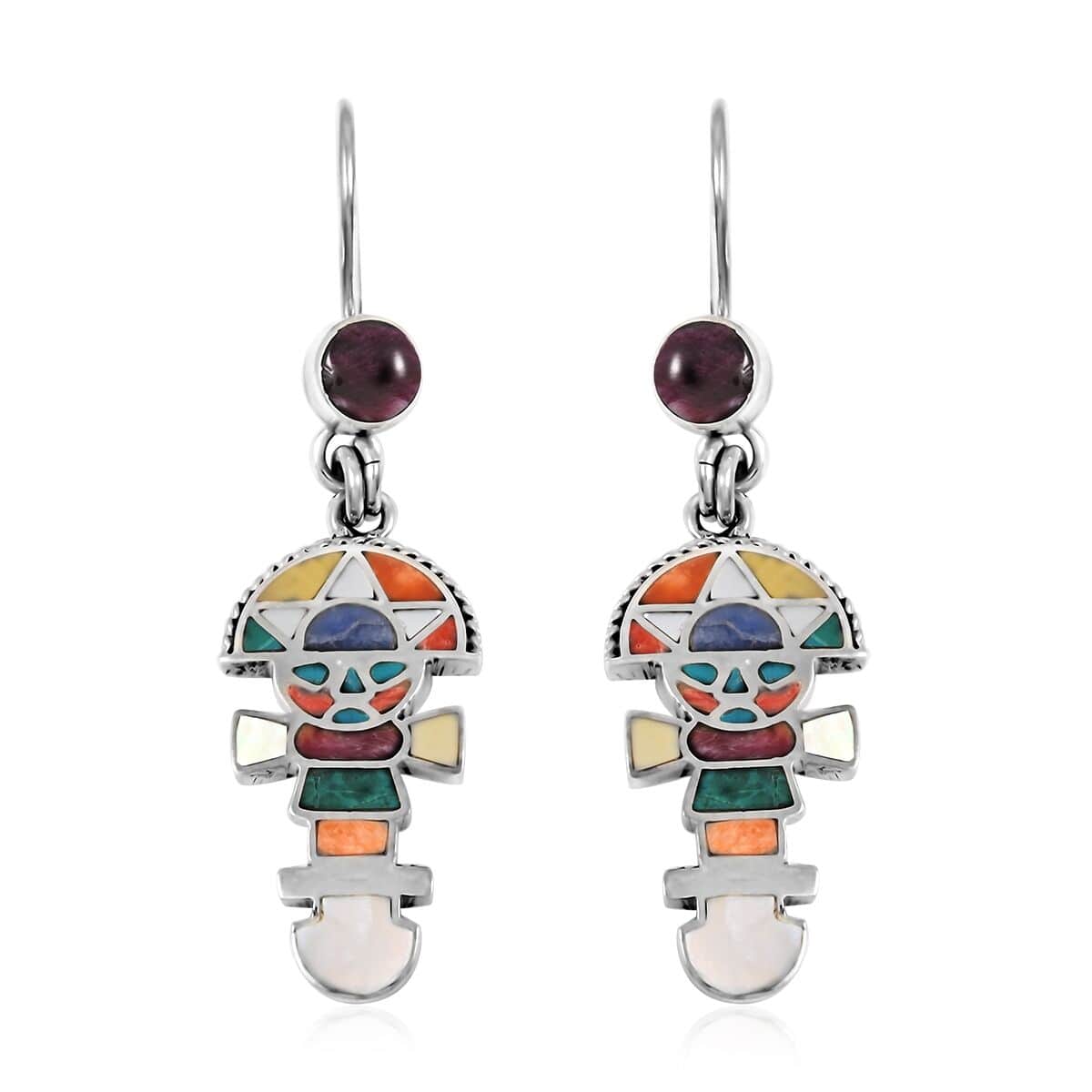 Peruvian Artistry Multi Gemstone 1.60 ctw Tumi Earrings in Sterling Silver image number 0