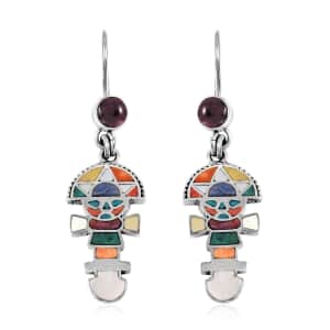 Peruvian Artistry Multi Gemstone 1.60 ctw Tumi Earrings in Sterling Silver