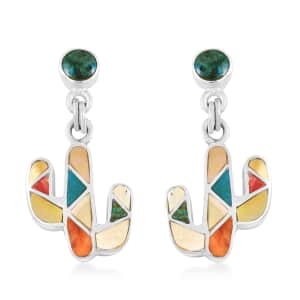 Peruvian Artistry Multi Gemstone 2.00 ctw Cactus Earrings in Sterling Silver