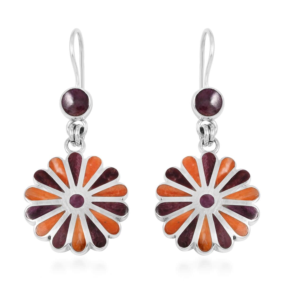 Multi Gemstone Flower Earrings in Sterling Silver 2.00 ctw image number 0