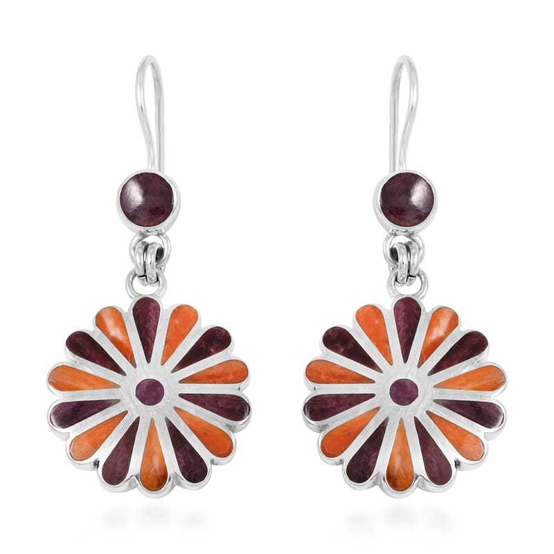 Peruvian Artistry Multi Gemstone 2.00 ctw Flower Earrings in Sterling Silver