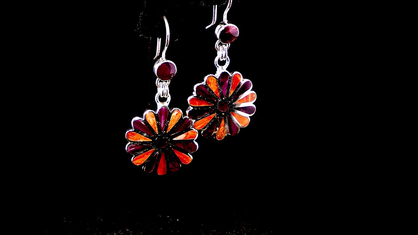 Peruvian Artistry Multi Gemstone 2.00 ctw Flower Earrings in Sterling Silver