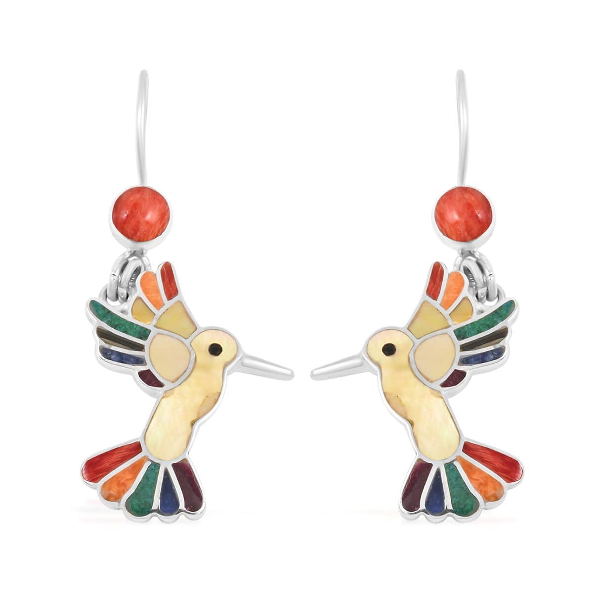 Multi Gemstone Brave Hummingbird Earrings in Sterling Silver 1.50 ctw image number 0