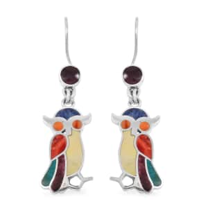 Peruvian Artistry Multi Gemstone 1.50 ctw Owl Earrings in Sterling Silver