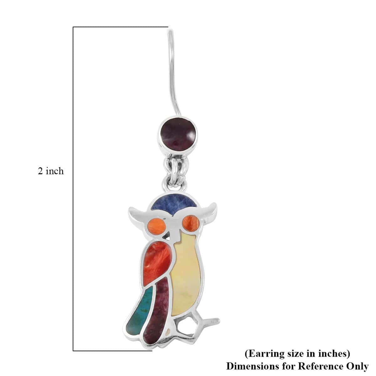 Peruvian Artistry Multi Gemstone 1.50 ctw Owl Earrings in Sterling Silver image number 4