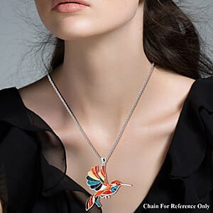 Peruvian Artistry Multi Gemstone 6.40 ctw Harmony Big Hummingbird Pendant without Chain in Sterling Silver