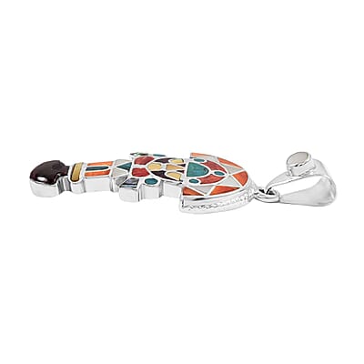 Peruvian Artistry Multi Gemstone 1.25 ctw Small Tumi Pendant without Chain in Sterling Silver