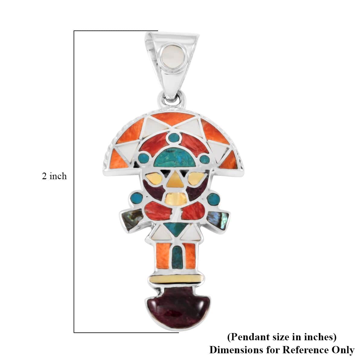 Peruvian Artistry Multi Gemstone 1.25 ctw Small Tumi Pendant in Sterling Silver image number 4