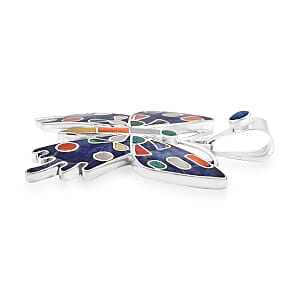 Peruvian Artistry Multi Gemstone 2.90 ctw Super Butterfly Pendant without Chain in Sterling Silver