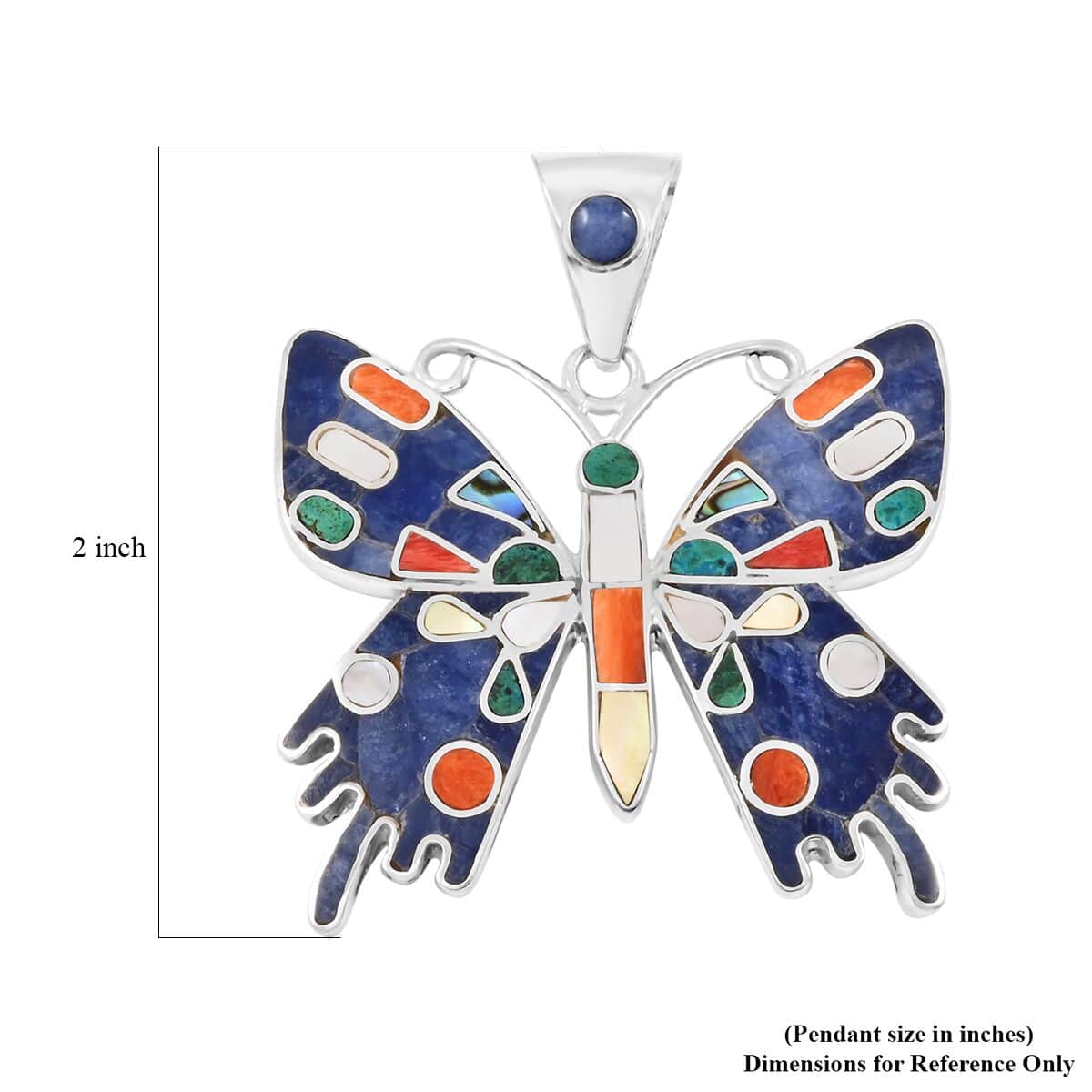 Peruvian Artistry Multi Gemstone 2.90 ctw Super Butterfly Pendant in Sterling Silver image number 4