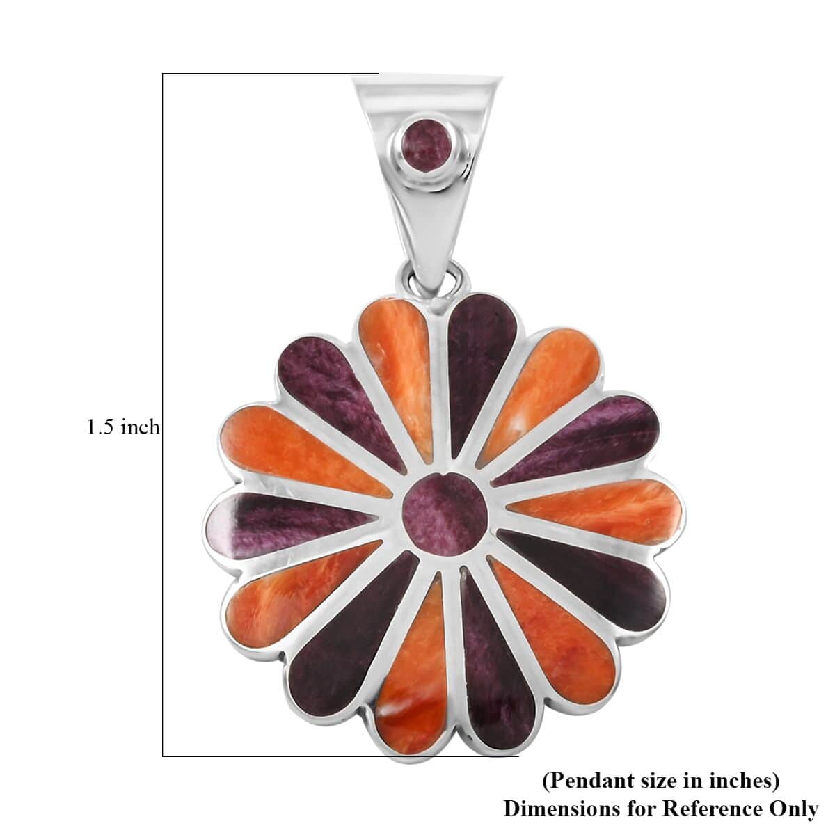 Peruvian Artistry Multi Gemstone 1.35 ctw Flower Pendant in Sterling Silver image number 4