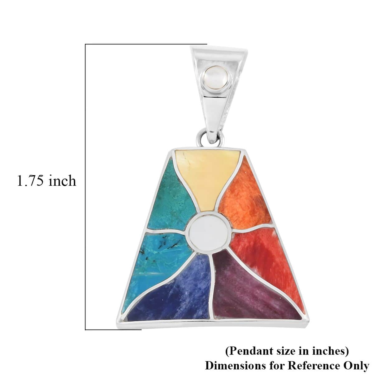 Peruvian Artistry Multi Gemstone 1.30 ctw Inti Raymi Pendant in Sterling Silver image number 4