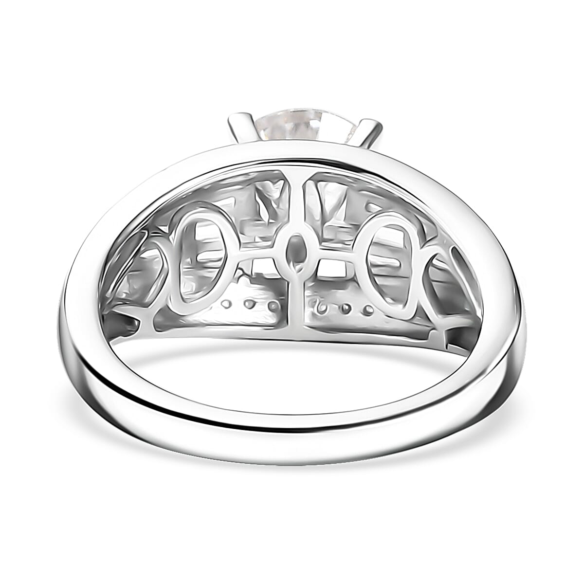D'Joy Moissanite Bridge Ring in Rhodium Over Sterling Silver 3.10 ctw (Size 10.0)