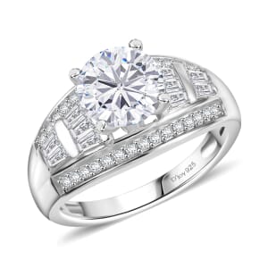 D'Joy Moissanite 3.10 ctw Ring in Rhodium Over Sterling Silver (Size 5.0)