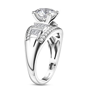 D'Joy Moissanite Bridge Ring in Rhodium Over Sterling Silver 3.10 ctw (Size 6.0)