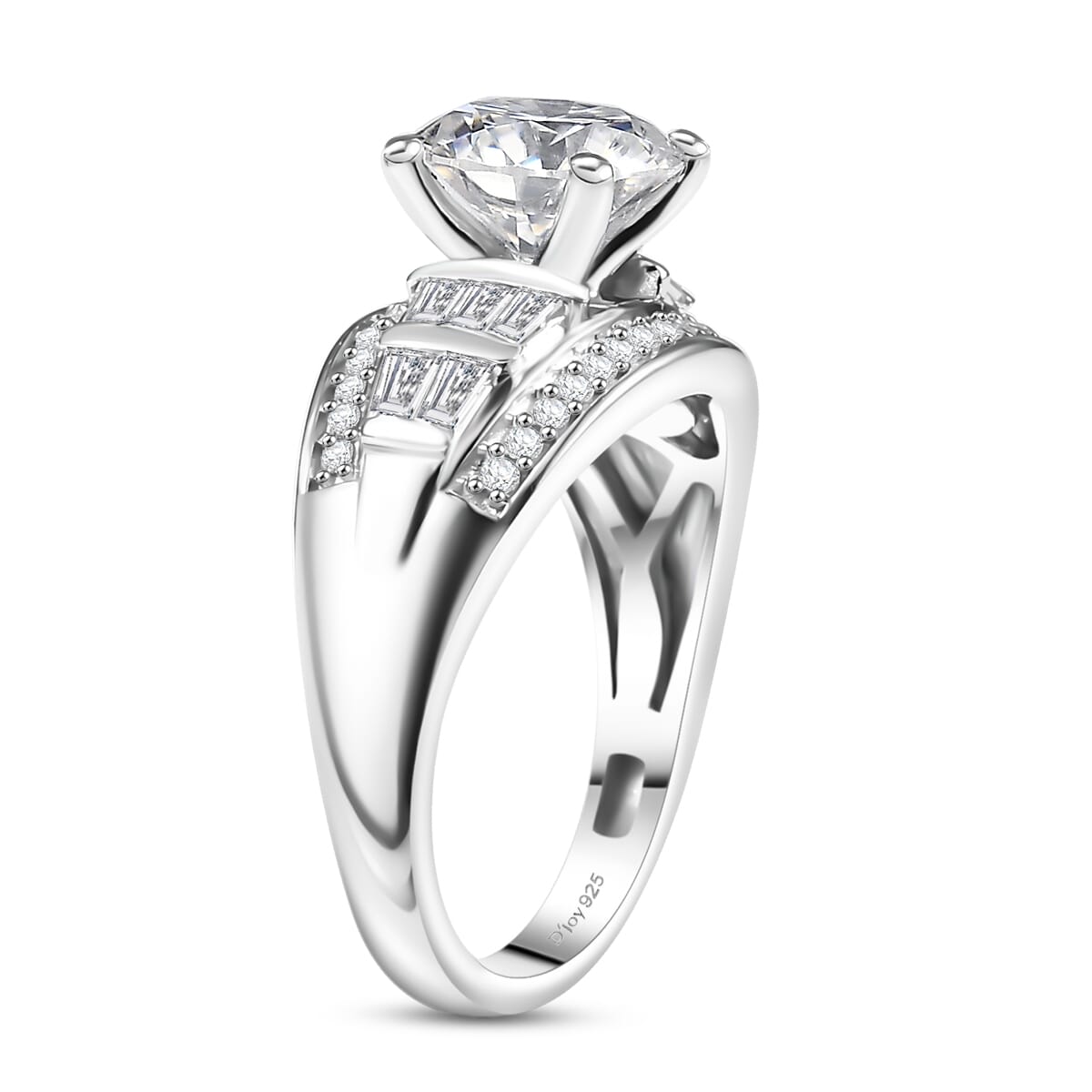 D'Joy Moissanite 3.10 ctw Ring in Rhodium Over Sterling Silver (Size 8.0) image number 3