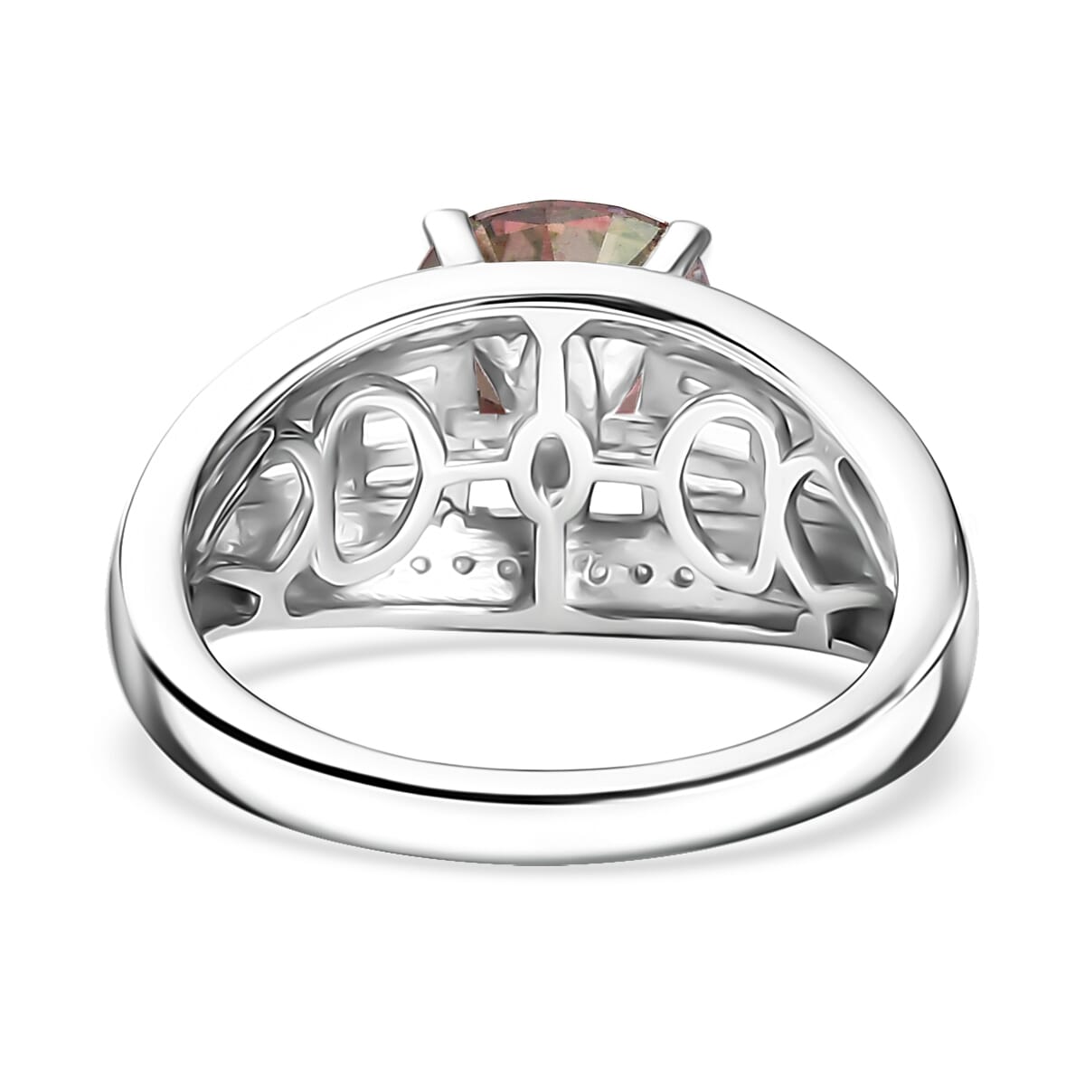 D'Joy Pink Moissanite and Moissanite 3.10 ctw Ring in Rhodium Over Sterling Silver (Size 10.0)  image number 4