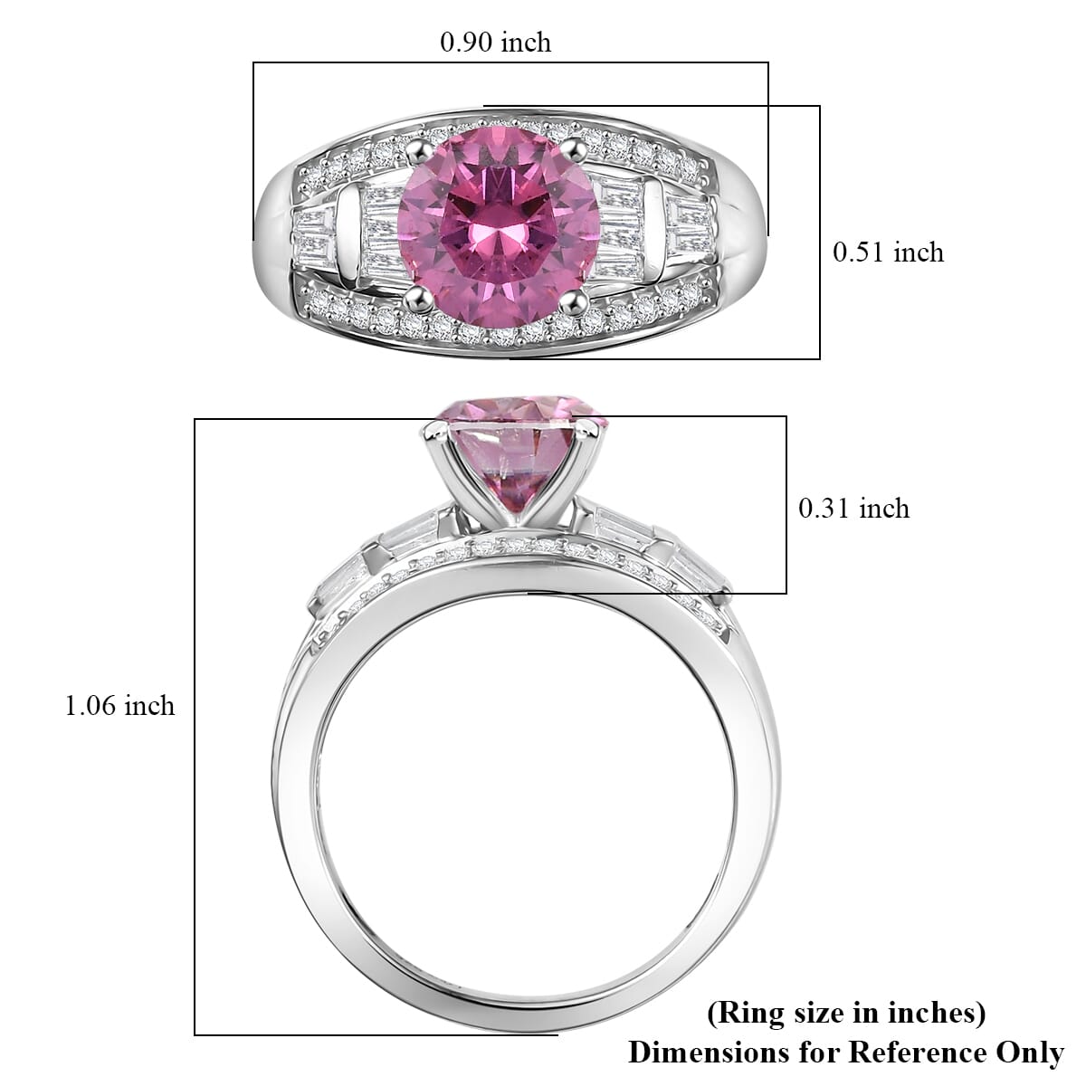 D'Joy Pink Moissanite and Moissanite 3.10 ctw Ring in Rhodium Over Sterling Silver (Size 10.0)  image number 5
