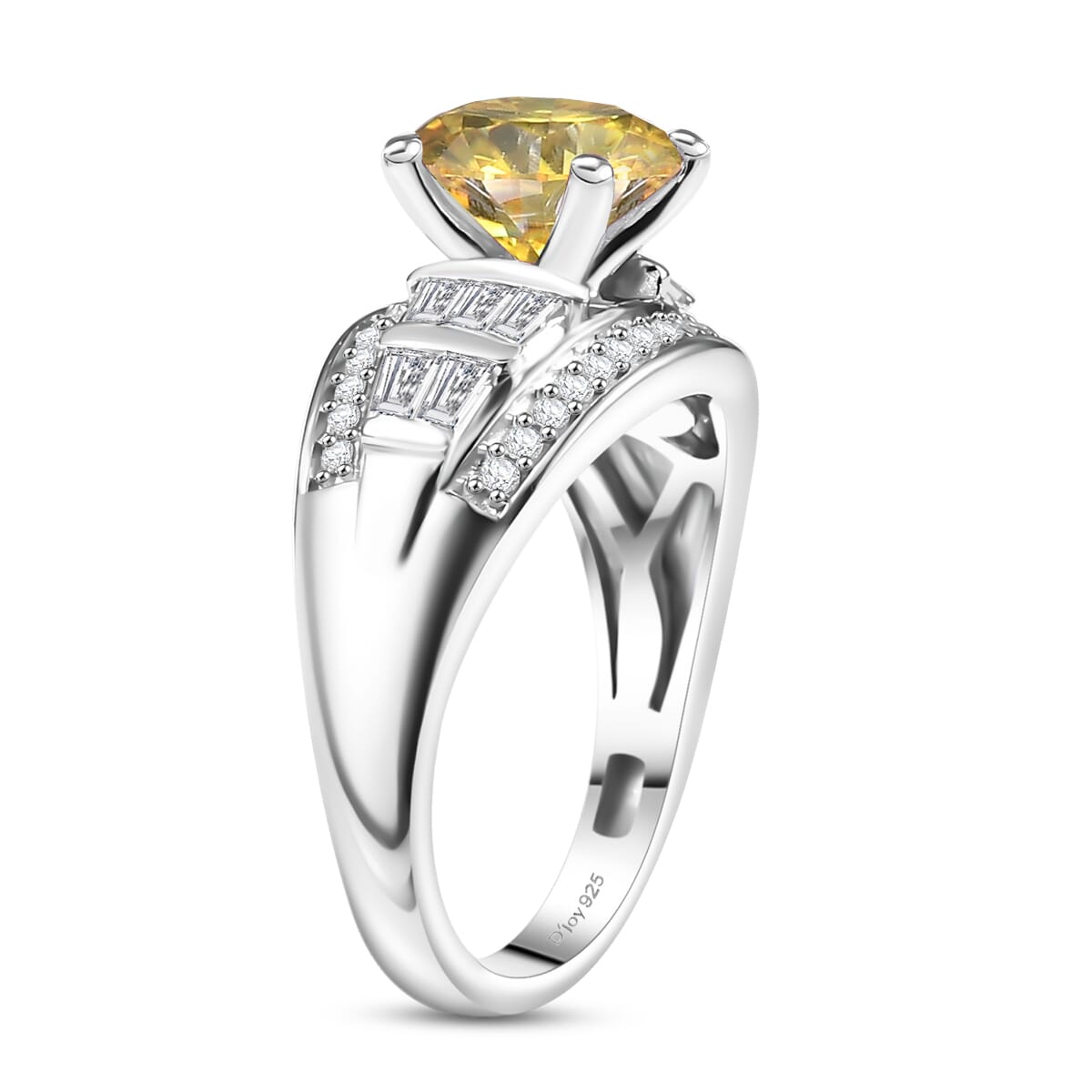 D'Joy Yellow Moissanite and Moissanite 3.10 ctw Ring in Rhodium Over Sterling Silver (Size 10.0)  image number 3