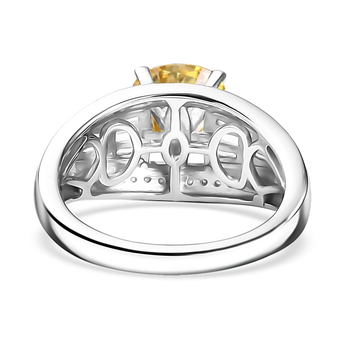 D'Joy Yellow Moissanite and Moissanite 3.10 ctw Ring in Rhodium Over Sterling Silver (Size 10.0)  image number 4