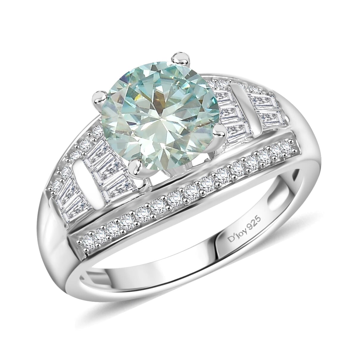 D'Joy Blue Moissanite and Moissanite 3.00 ctw Ring in Rhodium Over Sterling Silver (Size 10.0) image number 0