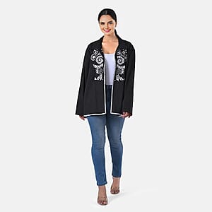 TAMSY Black 100% Cotton Embroidered Twill Jacket -  L 