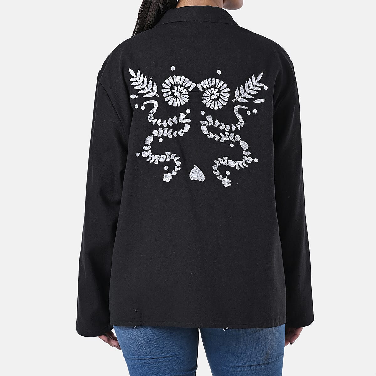 TAMSY Black 100% Cotton Embroidered Twill Jacket -  L  image number 3