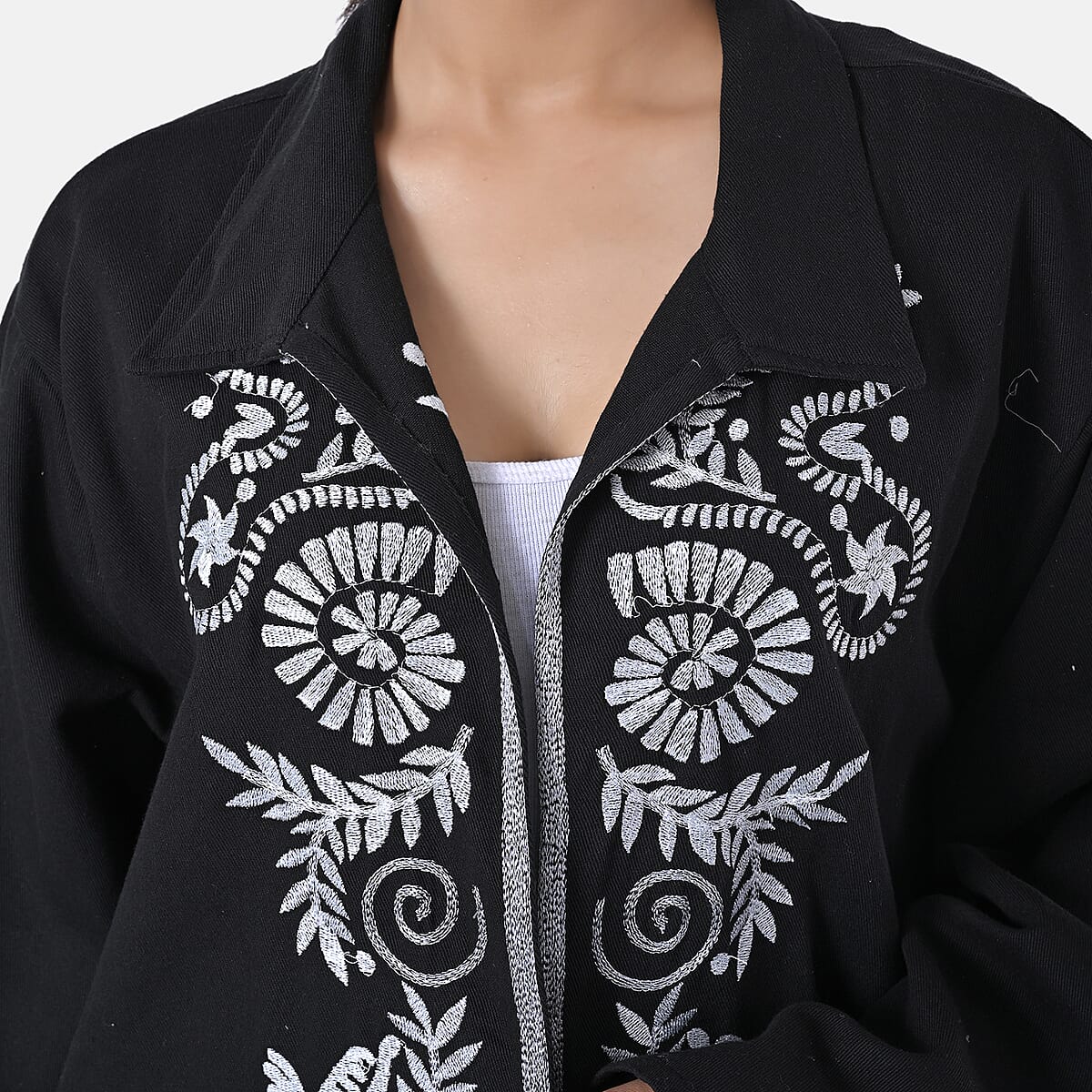 TAMSY Black 100% Cotton Embroidered Twill Jacket -  L  image number 6