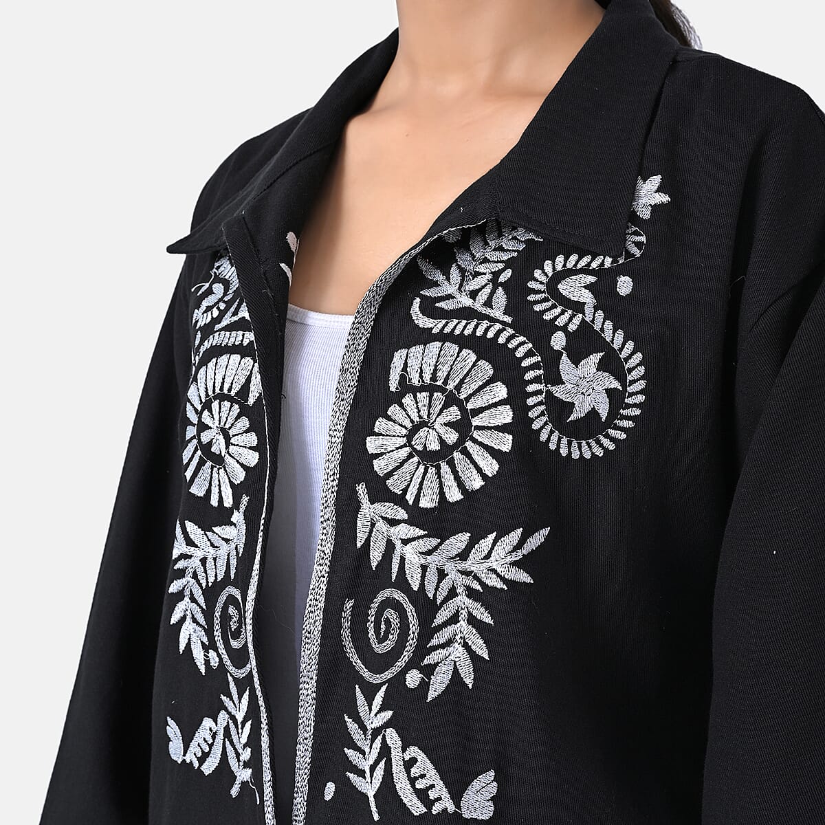 TAMSY Black 100% Cotton Embroidered Twill Jacket -  L  image number 7