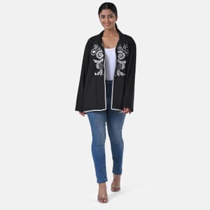 TAMSY Black 100% Cotton Embroidered Twill Jacket -  XL 