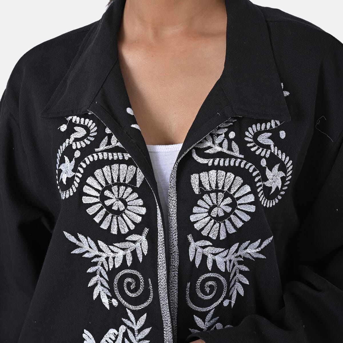 TAMSY Black 100% Cotton Embroidered Twill Jacket -  XL  image number 6