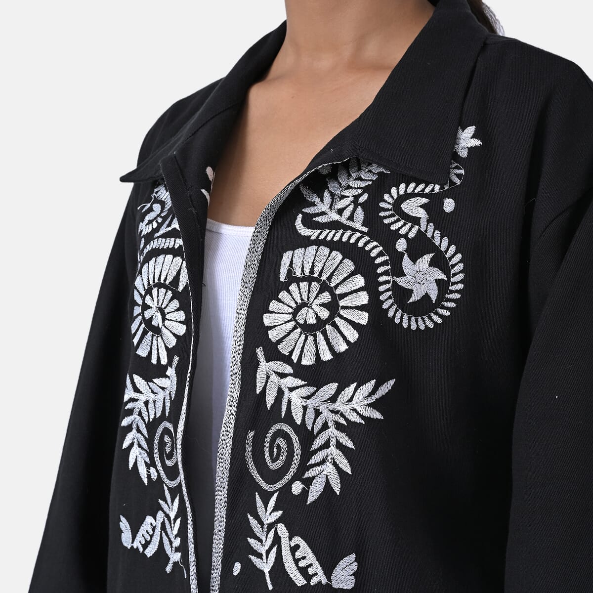 TAMSY Black 100% Cotton Embroidered Twill Jacket -  XL  image number 7