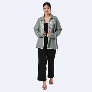 TAMSY Moss Green 100% Cotton Embroidered Twill Jacket -  XL 