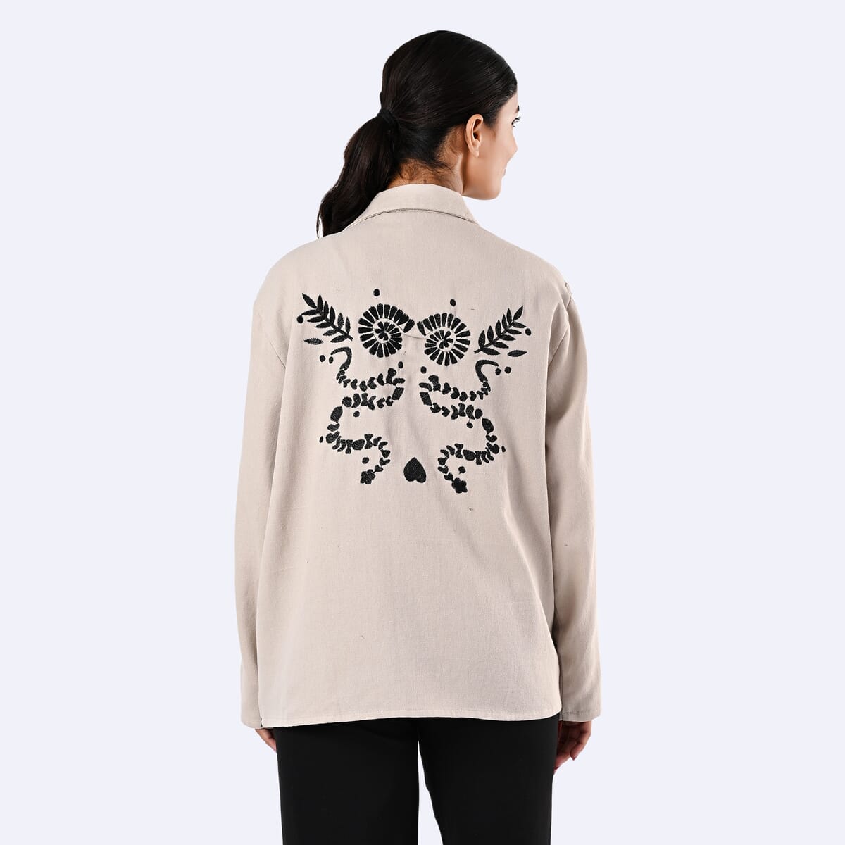 TAMSY Beige 100% Cotton Embroidered Twill Jacket -  XL  image number 3