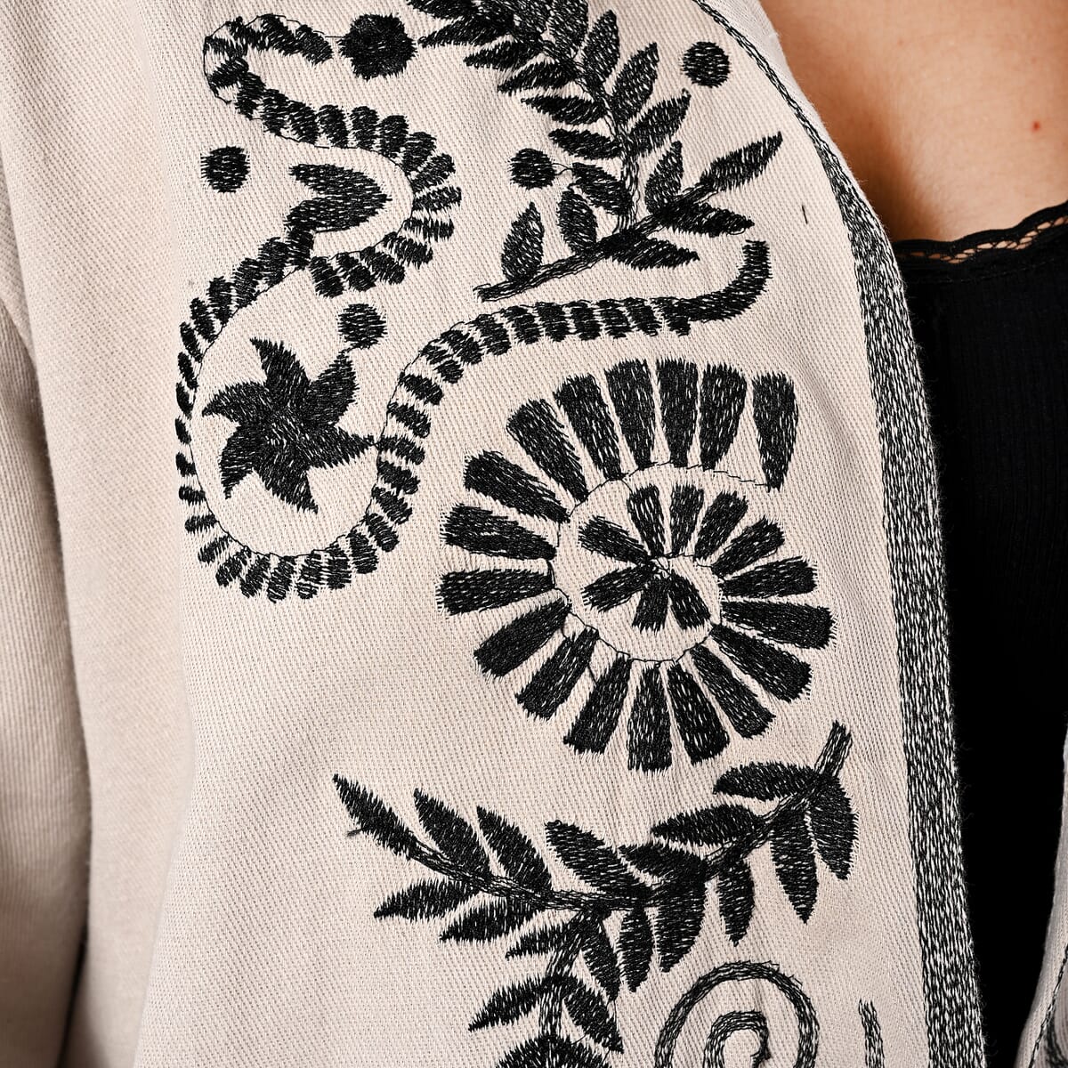 TAMSY Beige 100% Cotton Embroidered Twill Jacket -  XL  image number 8