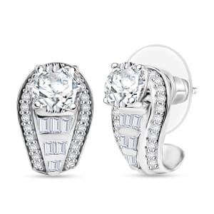 D'Joy Moissanite 2.80 ctw Earrings in Rhodium Over Sterling Silver
