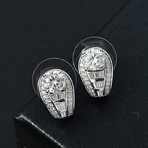 D'Joy Moissanite 2.80 ctw Bridge Earrings in Rhodium Over Sterling Silver