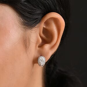 D'Joy Moissanite 2.80 ctw Bridge Earrings in Rhodium Over Sterling Silver