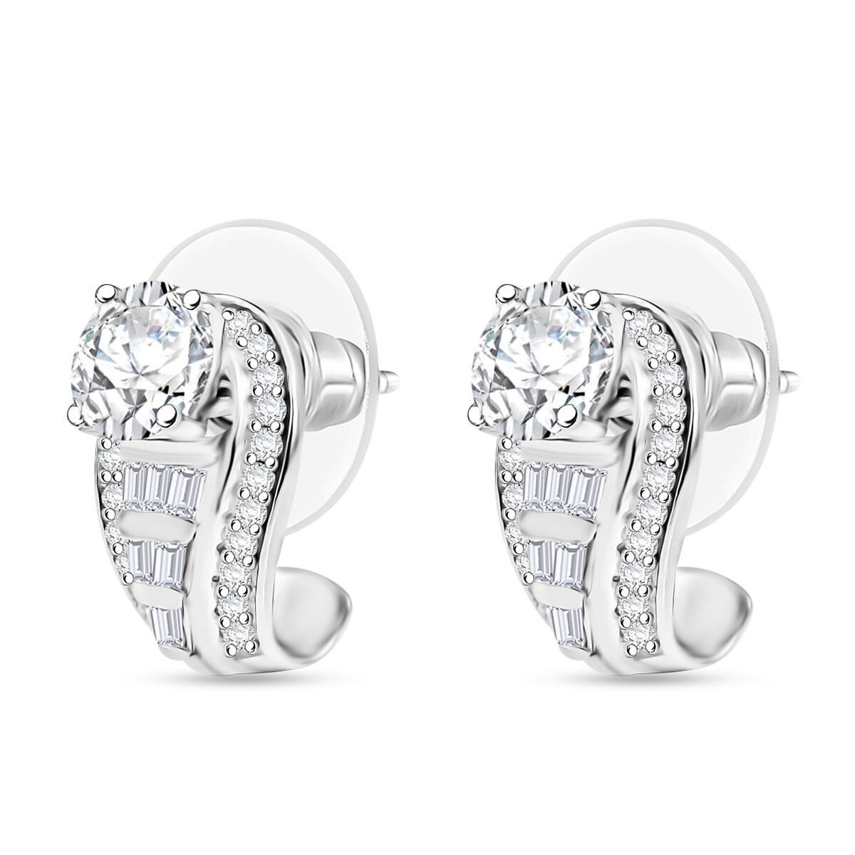 D'Joy Moissanite 2.80 ctw Earrings in Rhodium Over Sterling Silver image number 3