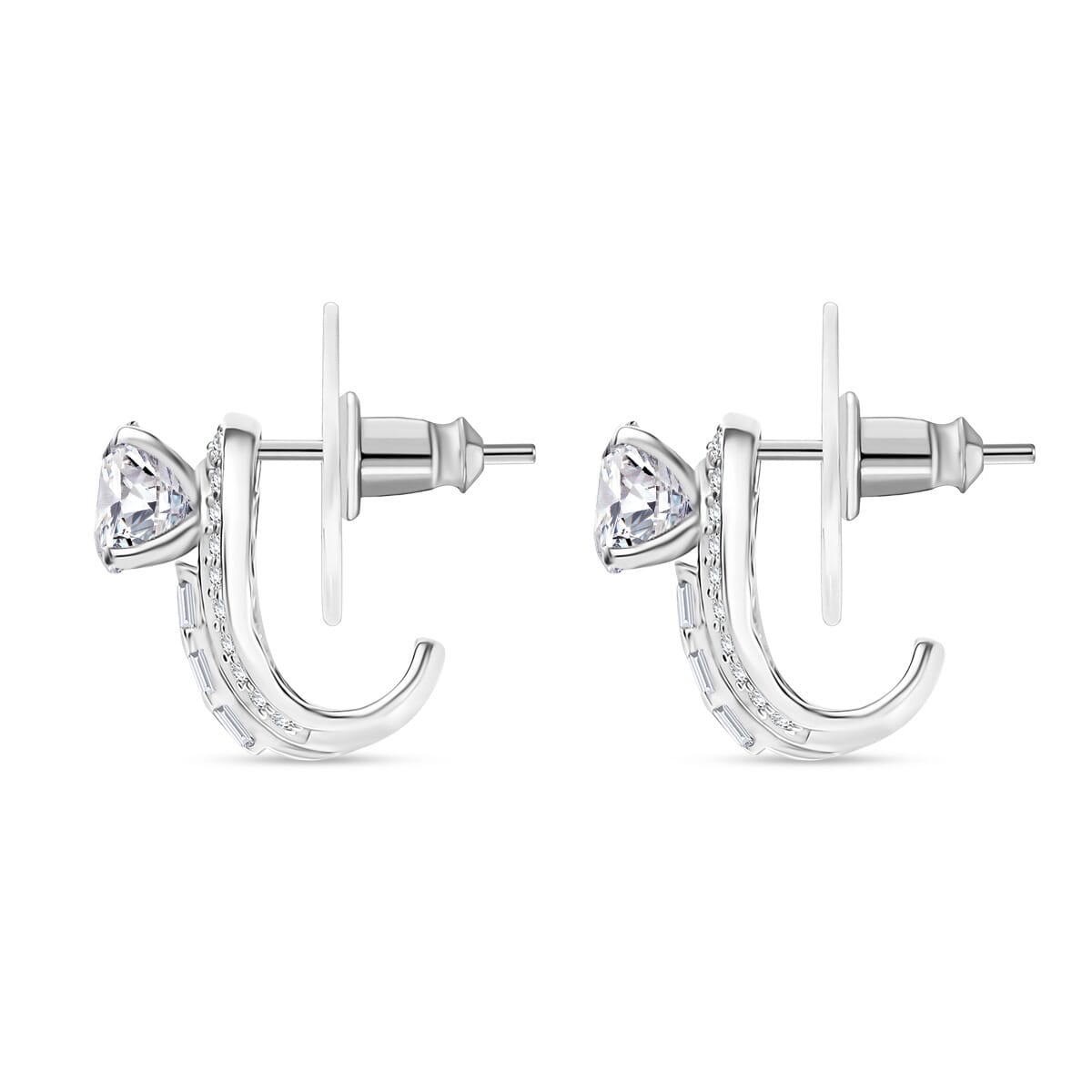 D'Joy Moissanite 2.80 ctw Earrings in Rhodium Over Sterling Silver image number 4