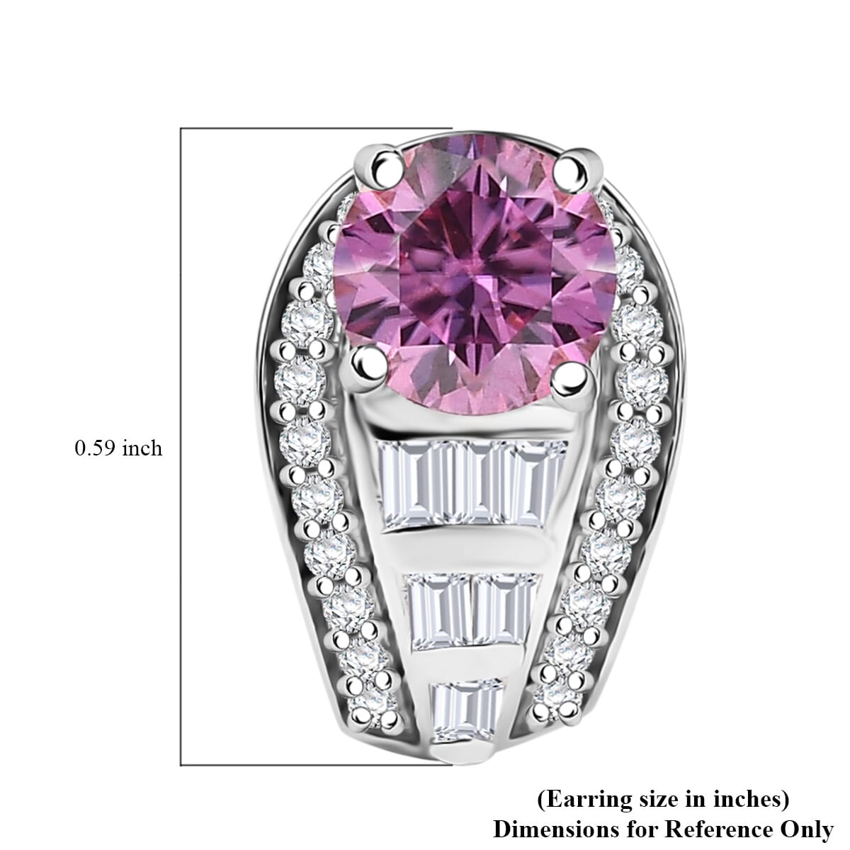 D'Joy Pink Moissanite and Moissanite 2.80 ctw Earrings in Rhodium Over Sterling Silver  image number 5