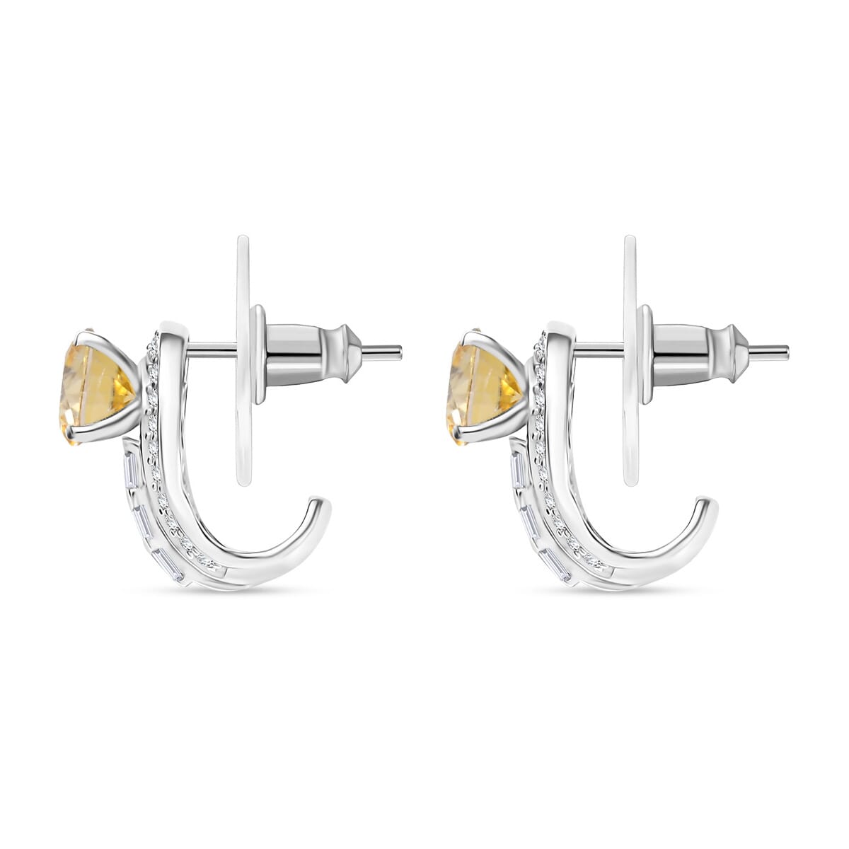 D'Joy Yellow Moissanite and Moissanite 2.80 ctw Earrings in Rhodium Over Sterling Silver  image number 4