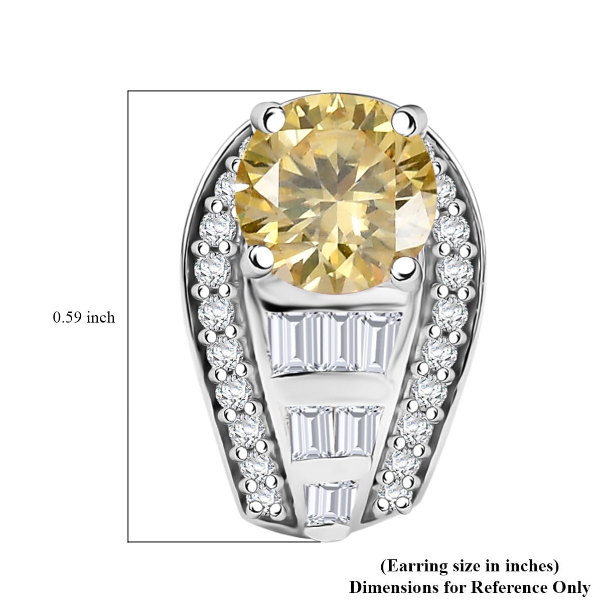D'Joy Yellow Moissanite and Moissanite 2.80 ctw Earrings in Rhodium Over Sterling Silver  image number 5