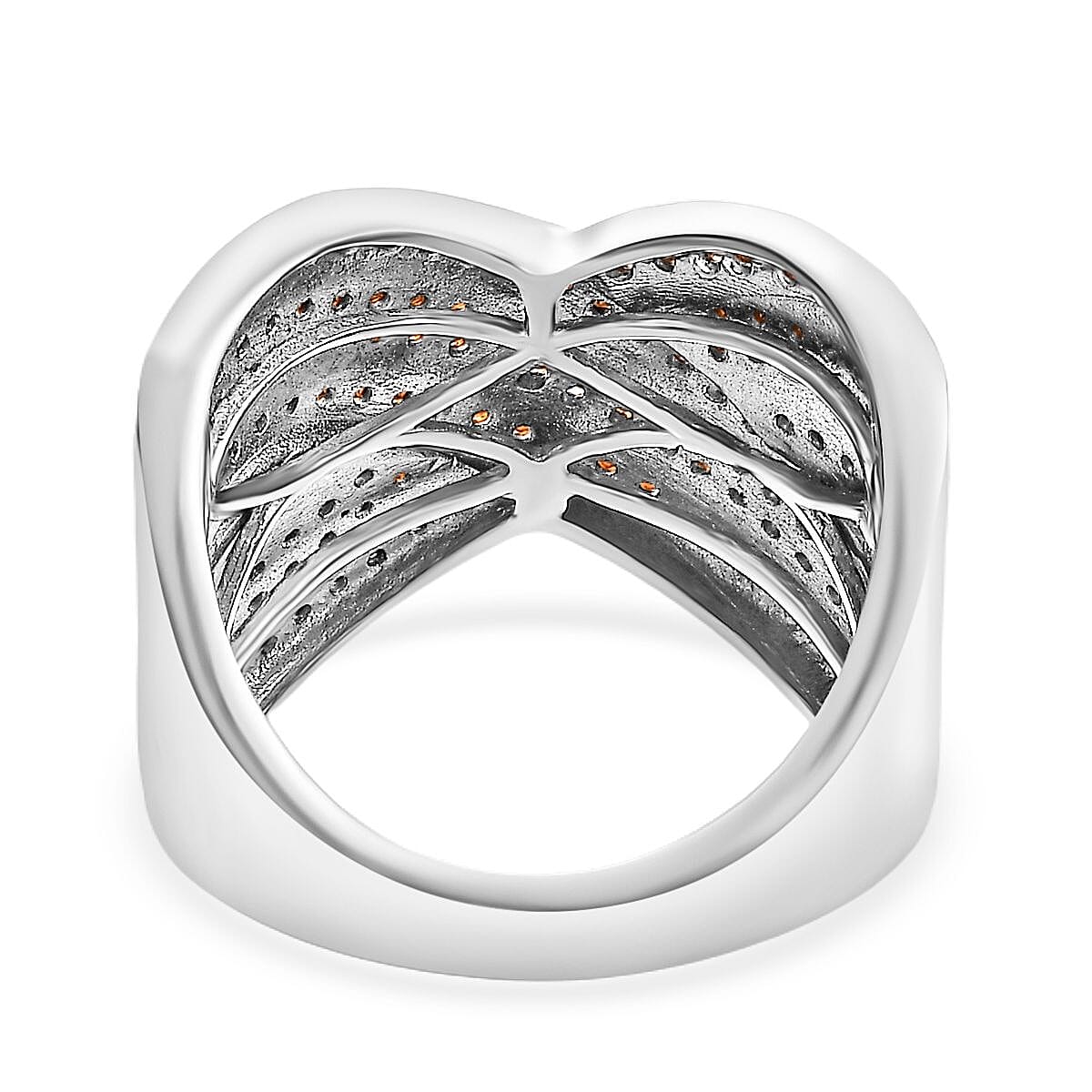 Karis Premium Mozambique Garnet 1.30 ctw Infinity Cross Ring in Platinum Bond (Size 5.0) image number 4