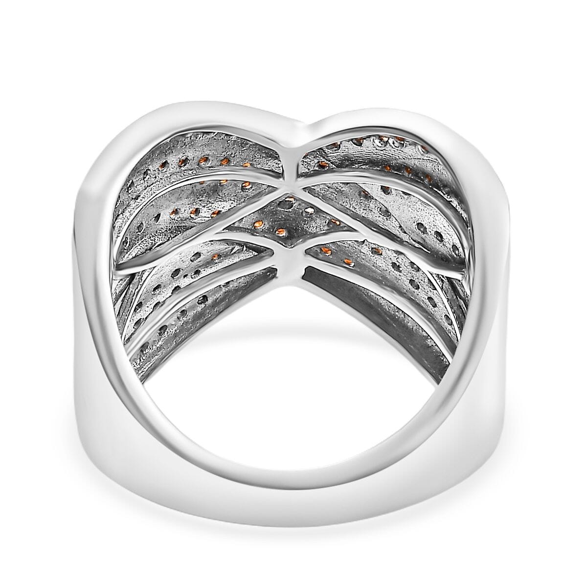Karis Premium Mozambique Garnet 1.30 ctw Infinity Cross Ring in Platinum Bond (Size 6.0) image number 4