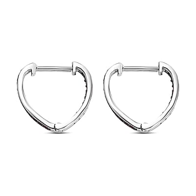 D'Joy Premium Mozambique Garnet 6.30 ctw Love Hoop Earrings in Platinum Over Sterling Silver