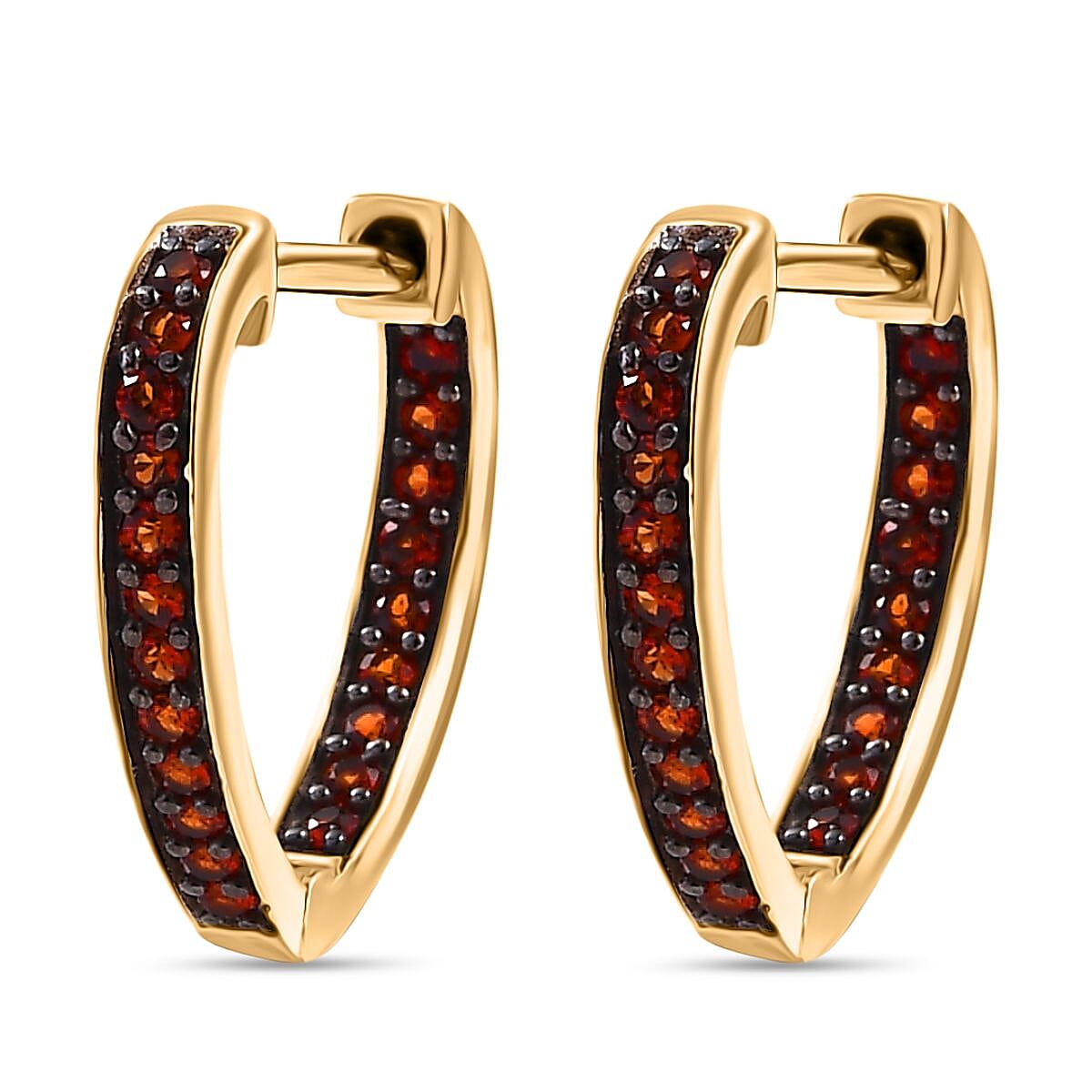 D'Joy Premium Mozambique Garnet 6.30 ctw Love Hoop Earrings in Vermeil Yellow Gold Over Sterling Silver image number 3